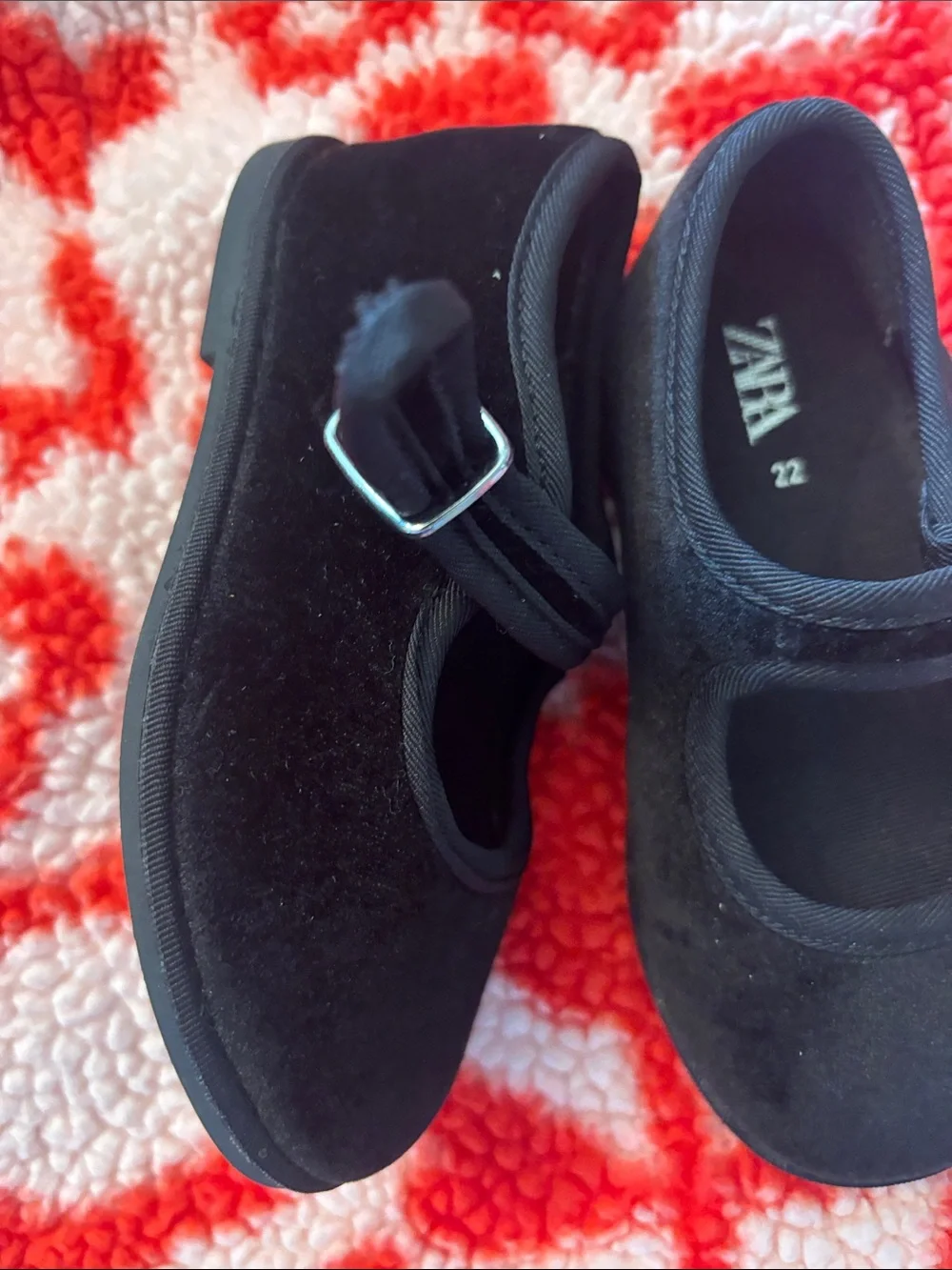NWOT Zara Black Girls' Mary Jane Velvet Dress Shoes